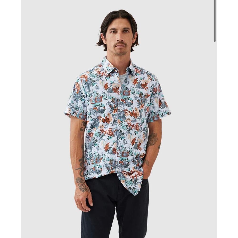 Rodd & Gunn Tropical Gorge Oyster Cove Short Sleeve Shirt – Tropical Blue Small